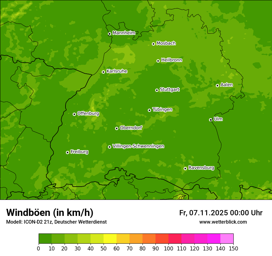 Modellkarten Windgeschwindigkeit