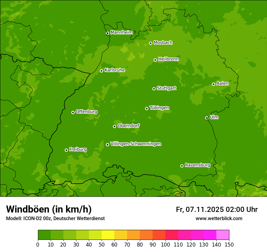 Modellkarten Windgeschwindigkeit