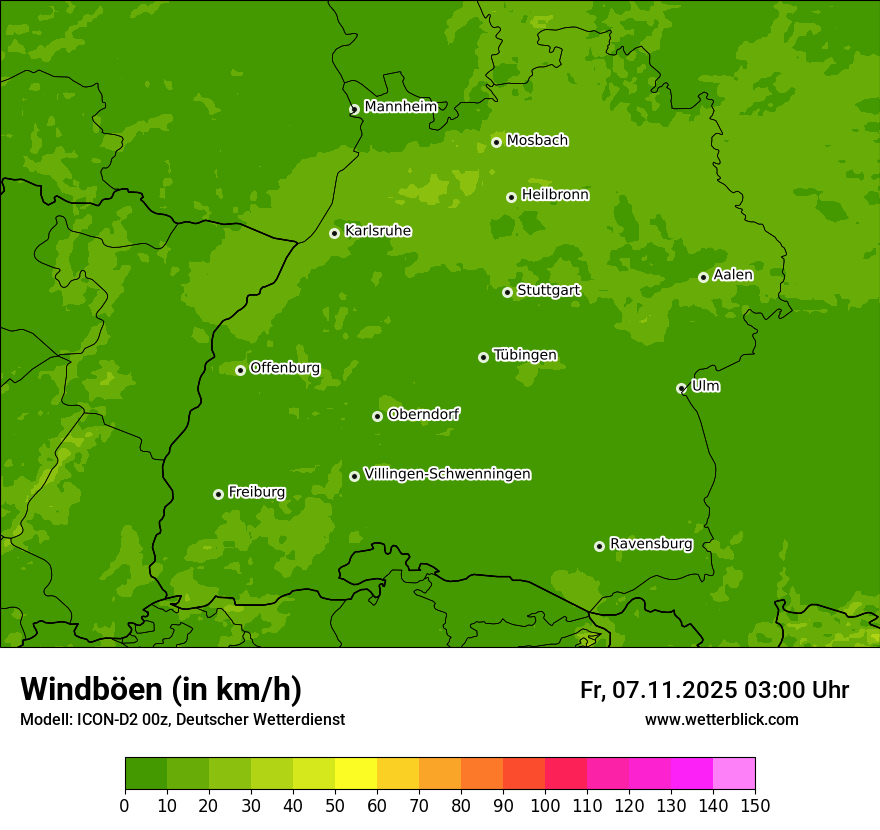 Modellkarten Windgeschwindigkeit