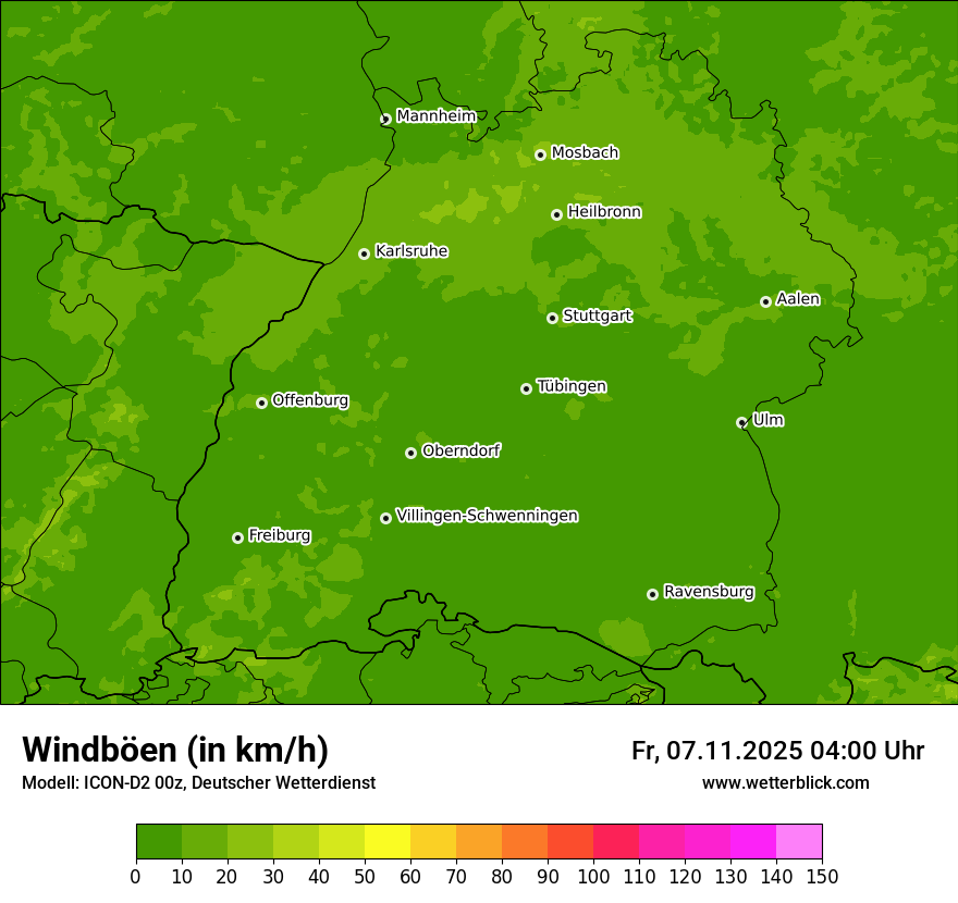 Modellkarten Windgeschwindigkeit