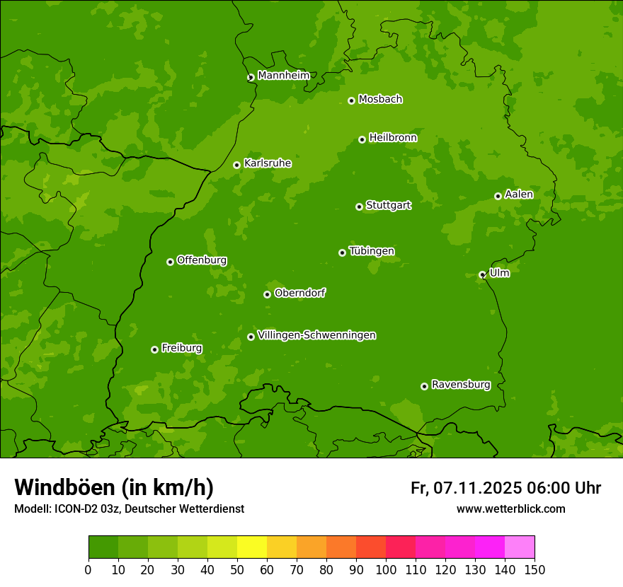 Modellkarten Windgeschwindigkeit
