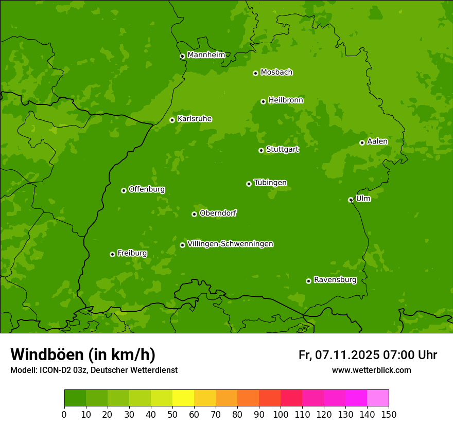 Modellkarten Windgeschwindigkeit