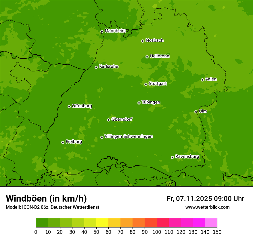 Modellkarten Windgeschwindigkeit