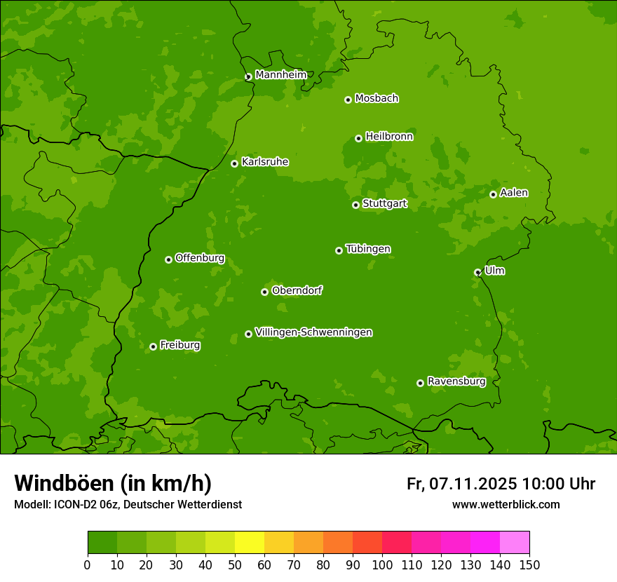 Modellkarten Windgeschwindigkeit