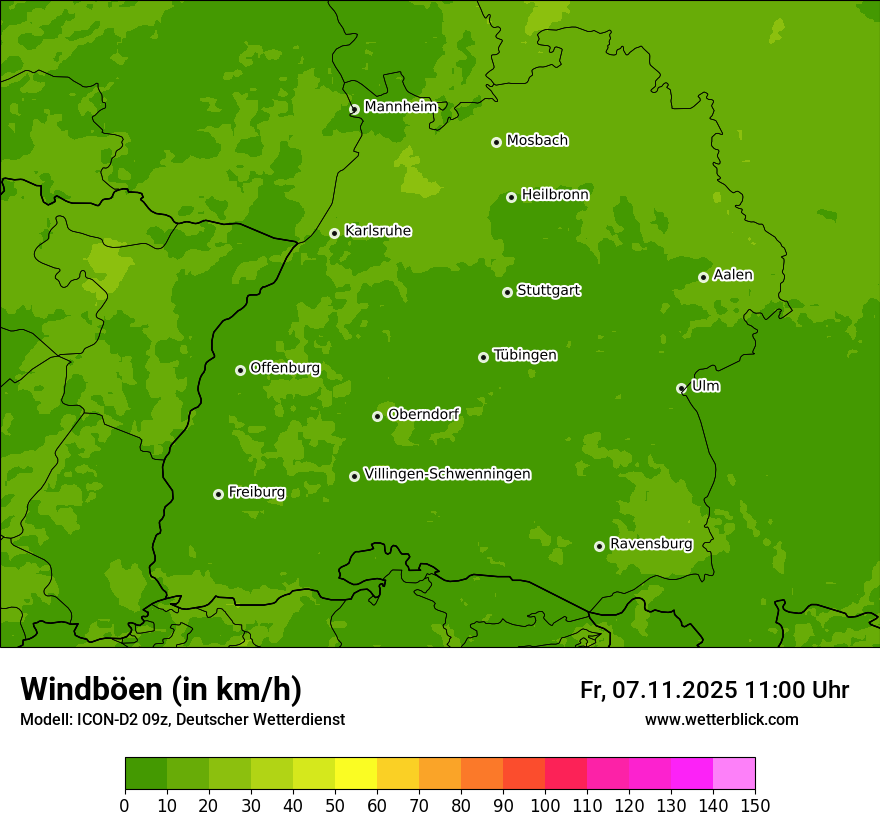 Modellkarten Windgeschwindigkeit