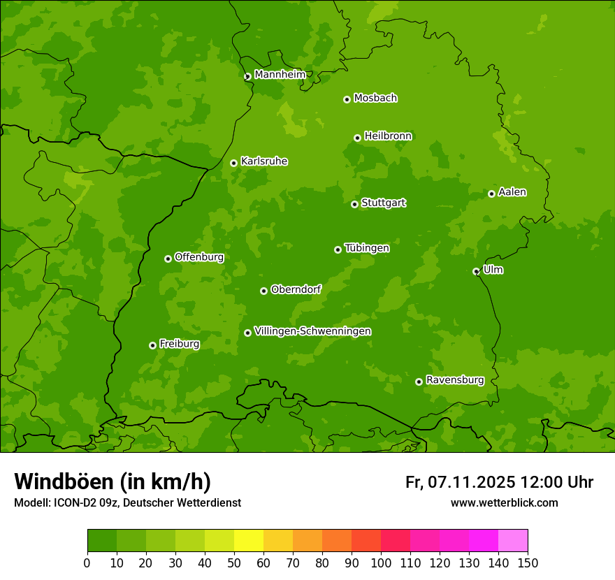 Modellkarten Windgeschwindigkeit