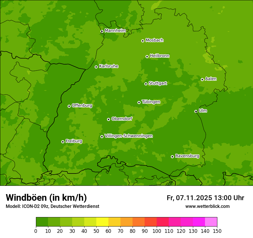 Modellkarten Windgeschwindigkeit