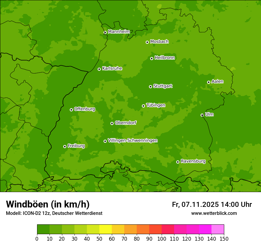Modellkarten Windgeschwindigkeit