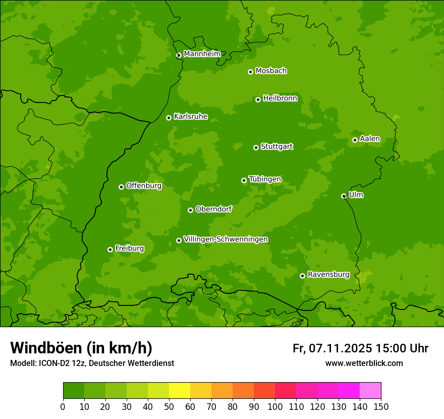 Modellkarten Windgeschwindigkeit