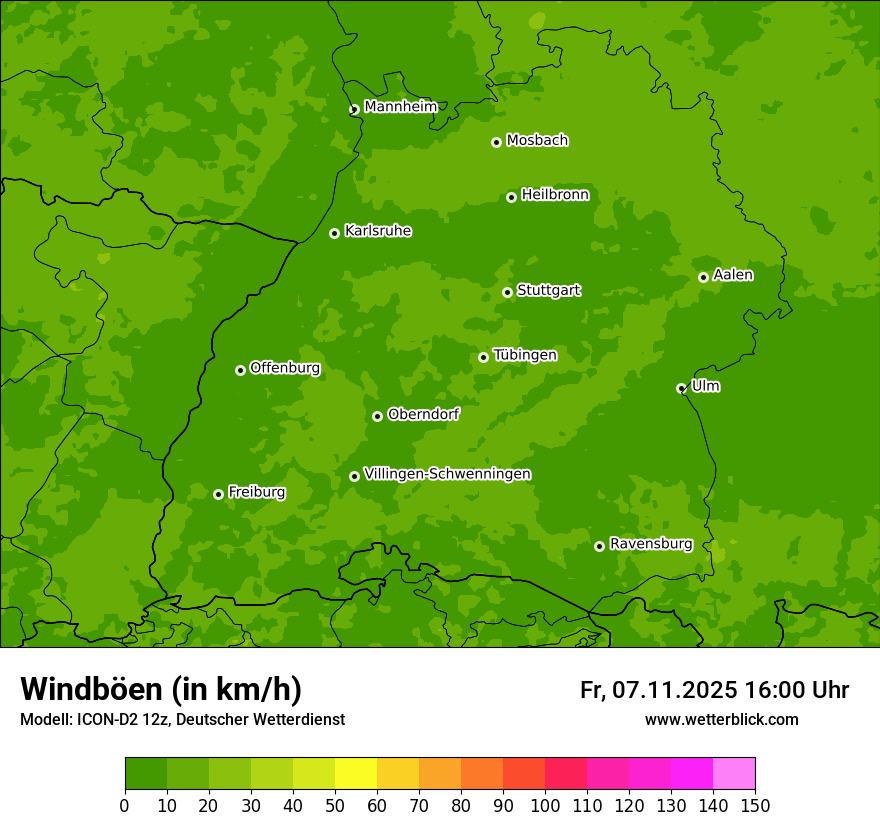 Modellkarten Windgeschwindigkeit