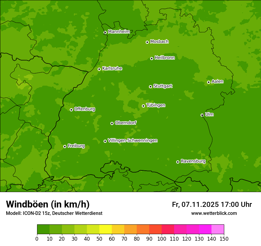Modellkarten Windgeschwindigkeit