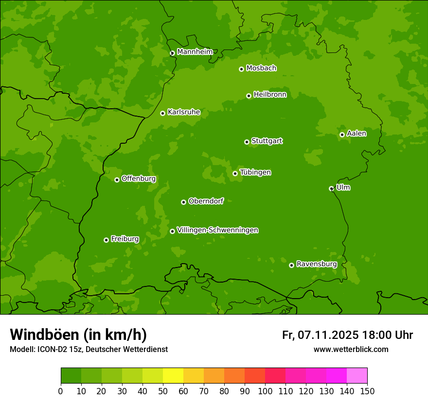 Modellkarten Windgeschwindigkeit