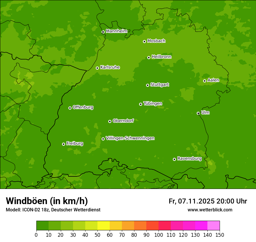 Modellkarten Windgeschwindigkeit