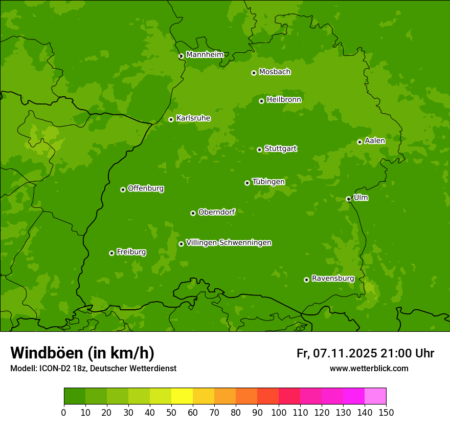 Modellkarten Windgeschwindigkeit