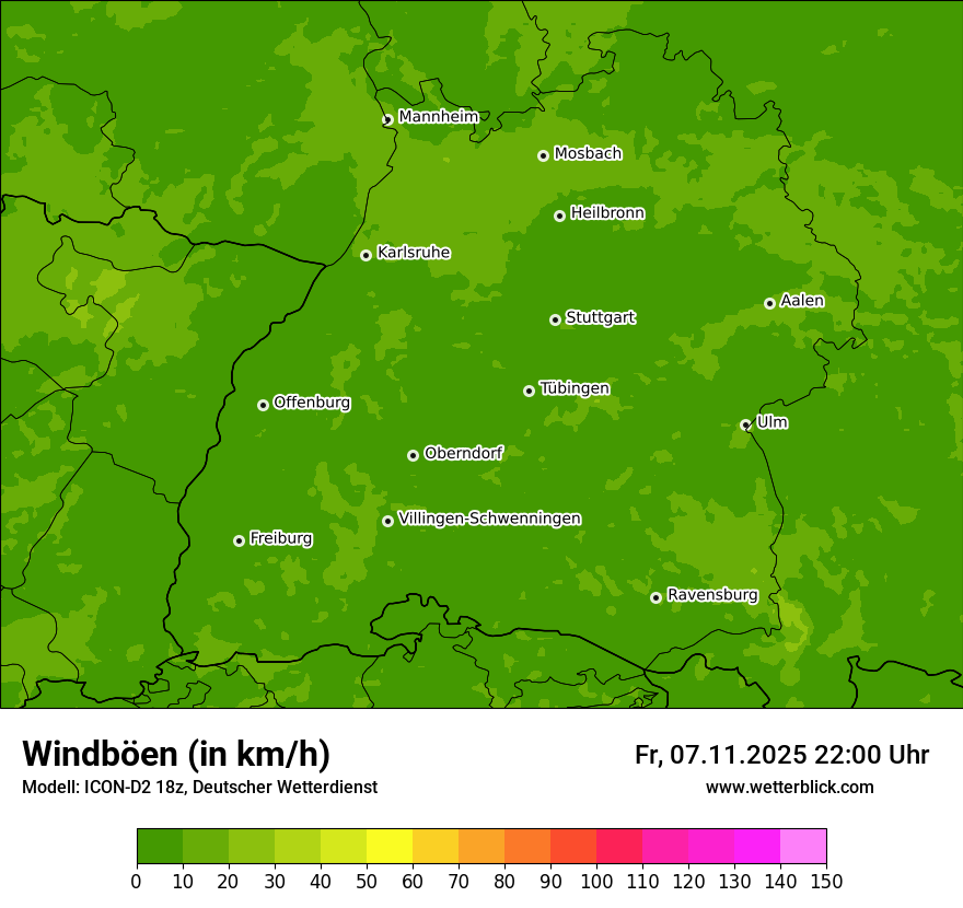Modellkarten Windgeschwindigkeit