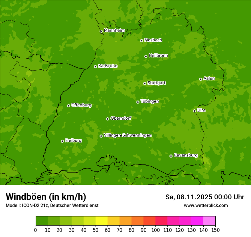 Modellkarten Windgeschwindigkeit
