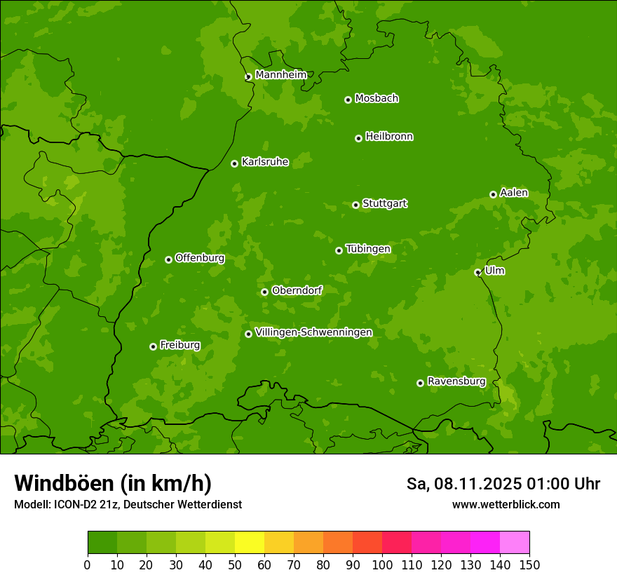 Modellkarten Windgeschwindigkeit