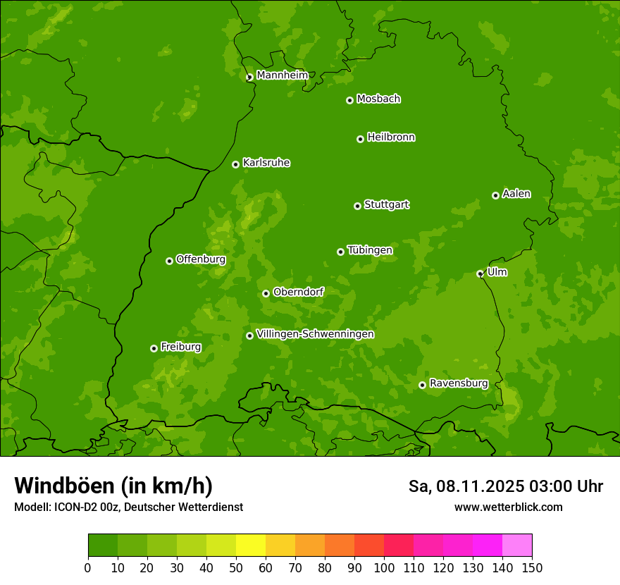Modellkarten Windgeschwindigkeit