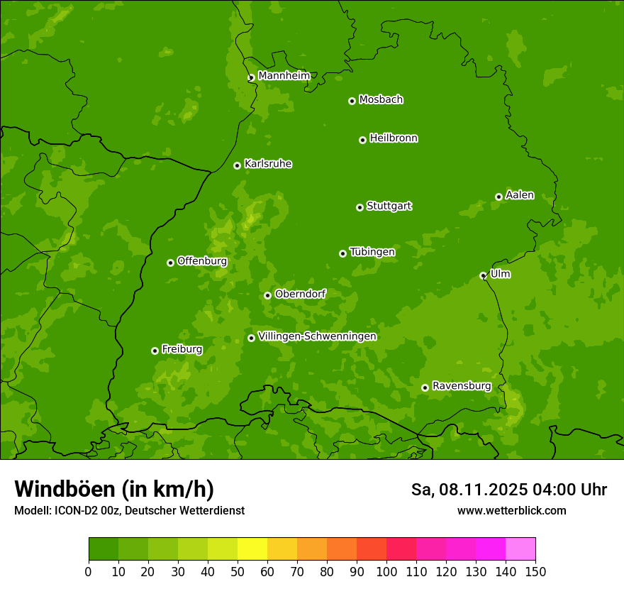 Modellkarten Windgeschwindigkeit