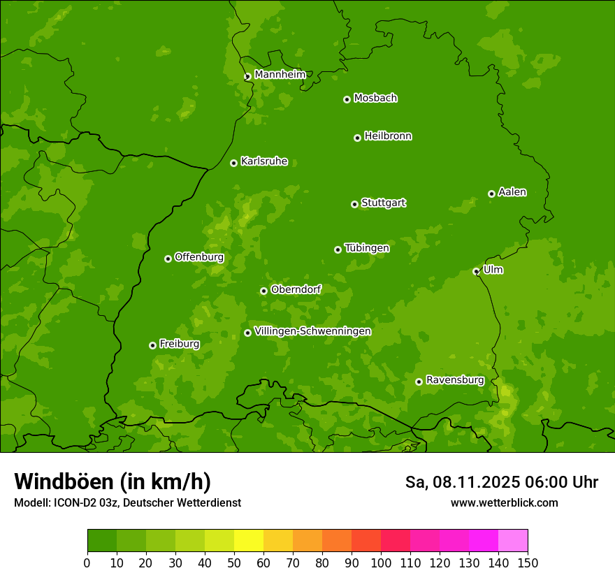 Modellkarten Windgeschwindigkeit