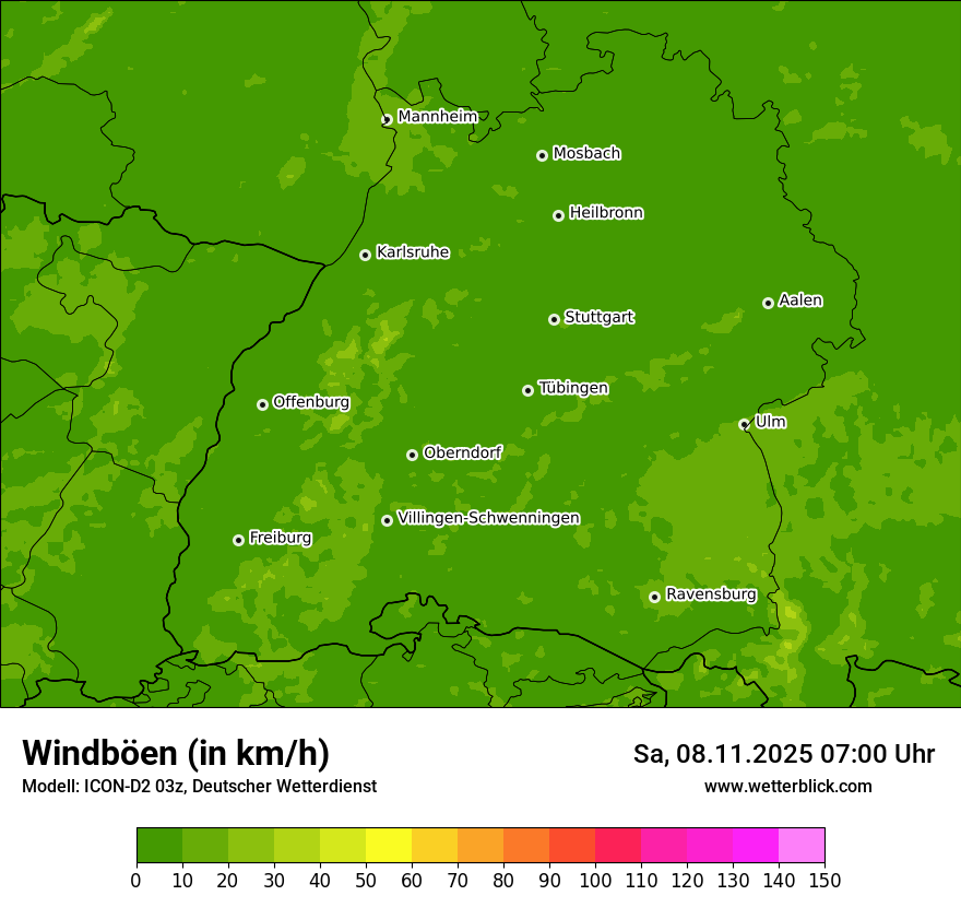 Modellkarten Windgeschwindigkeit