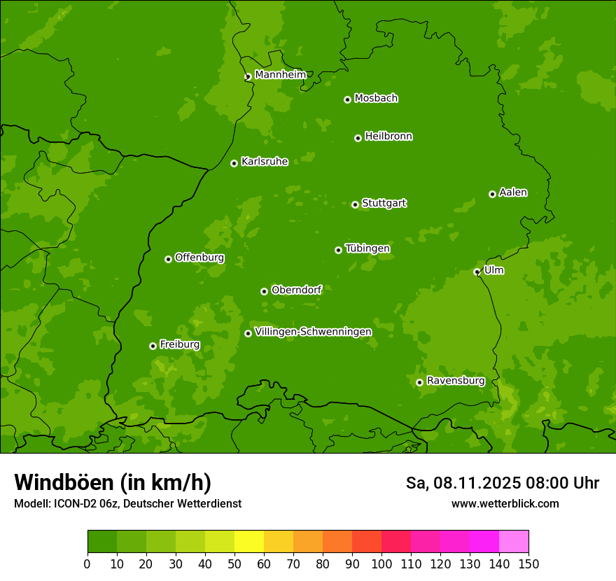Modellkarten Windgeschwindigkeit
