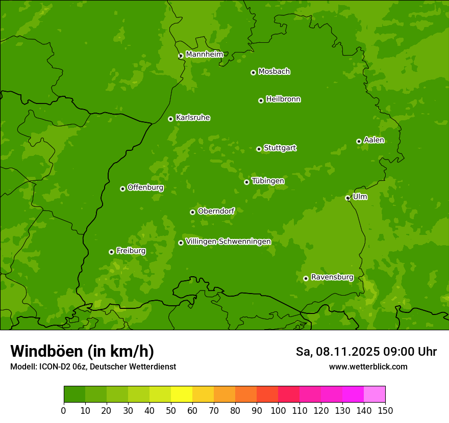 Modellkarten Windgeschwindigkeit
