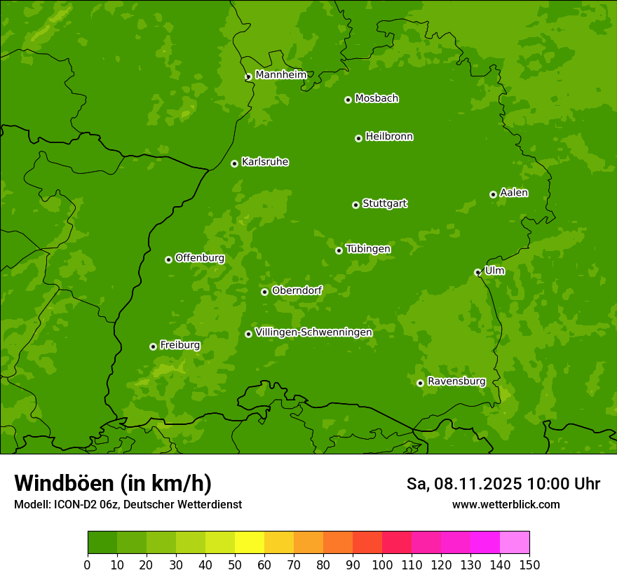 Modellkarten Windgeschwindigkeit