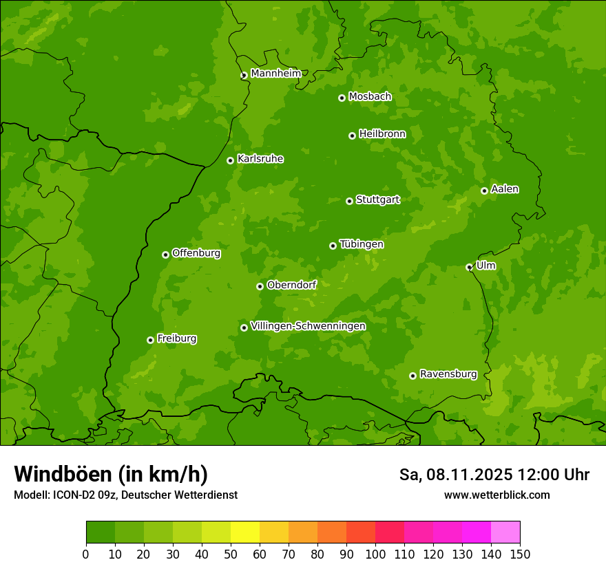 Modellkarten Windgeschwindigkeit