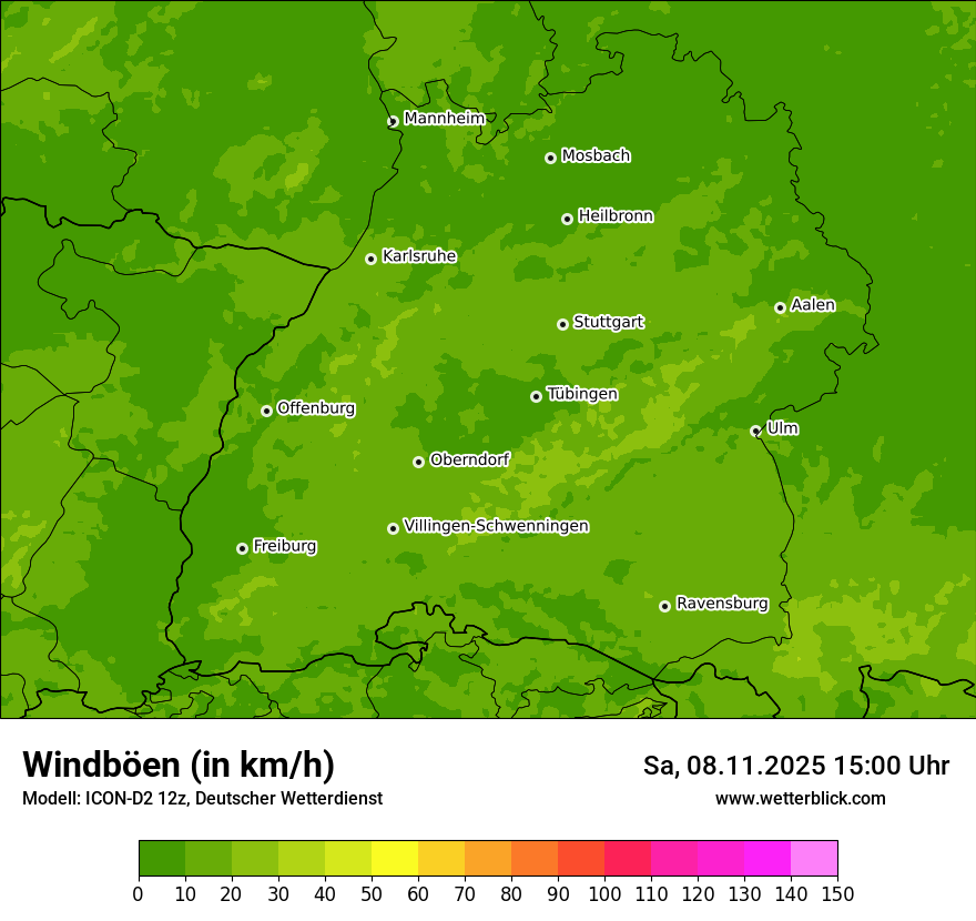Modellkarten Windgeschwindigkeit