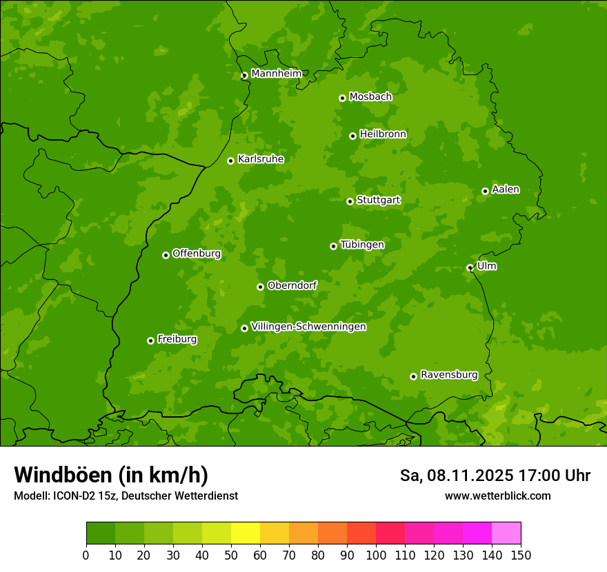 Modellkarten Windgeschwindigkeit
