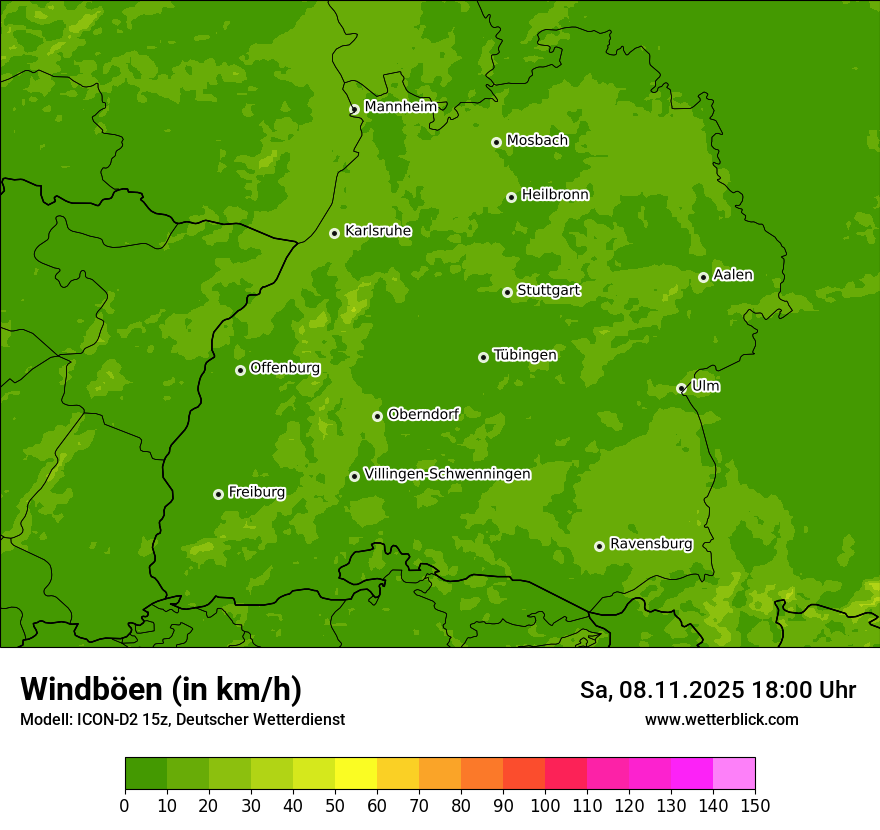 Modellkarten Windgeschwindigkeit