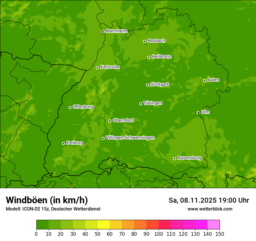 Modellkarten Windgeschwindigkeit