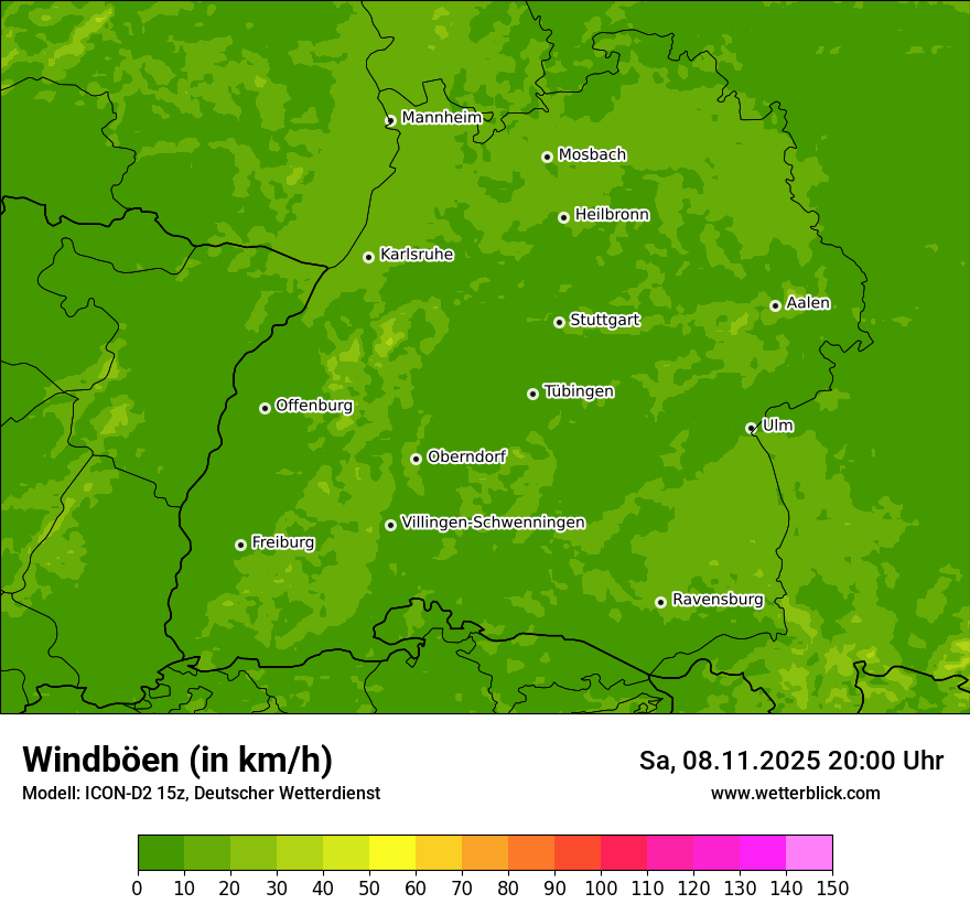 Modellkarten Windgeschwindigkeit