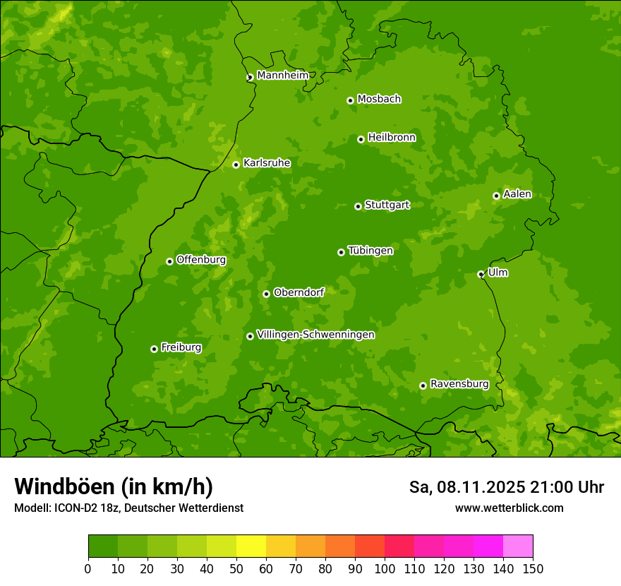 Modellkarten Windgeschwindigkeit