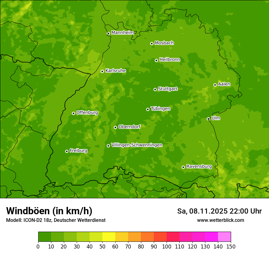Modellkarten Windgeschwindigkeit