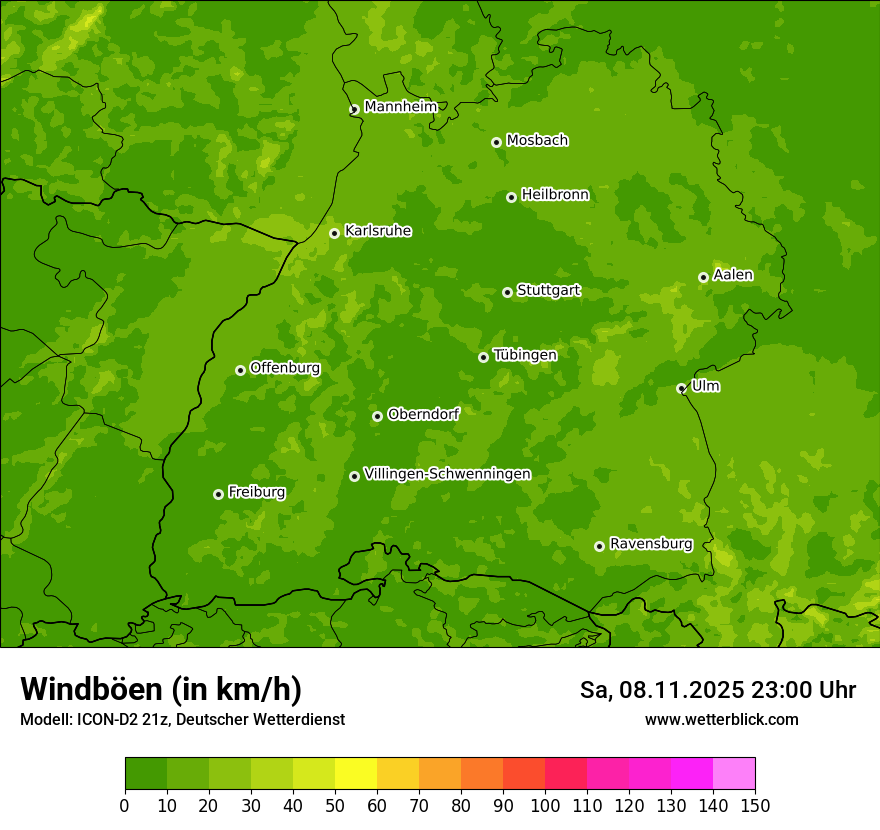 Modellkarten Windgeschwindigkeit