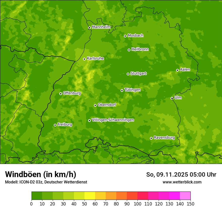 Modellkarten Windgeschwindigkeit