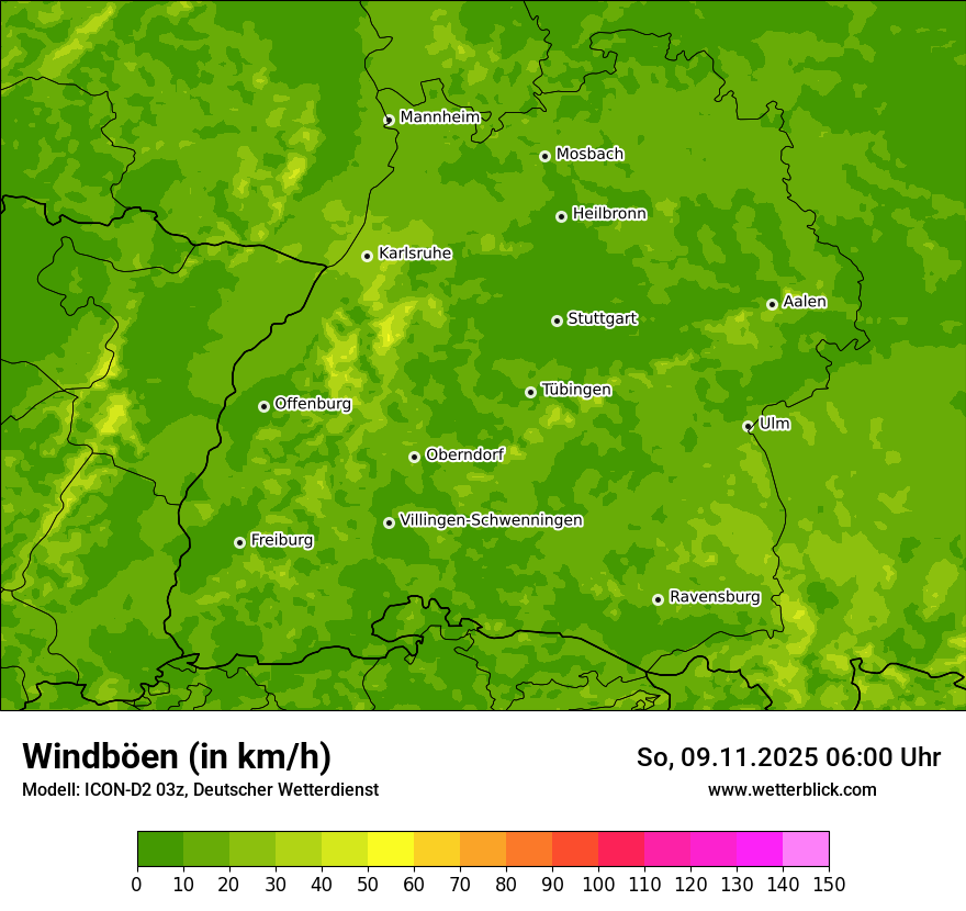 Modellkarten Windgeschwindigkeit