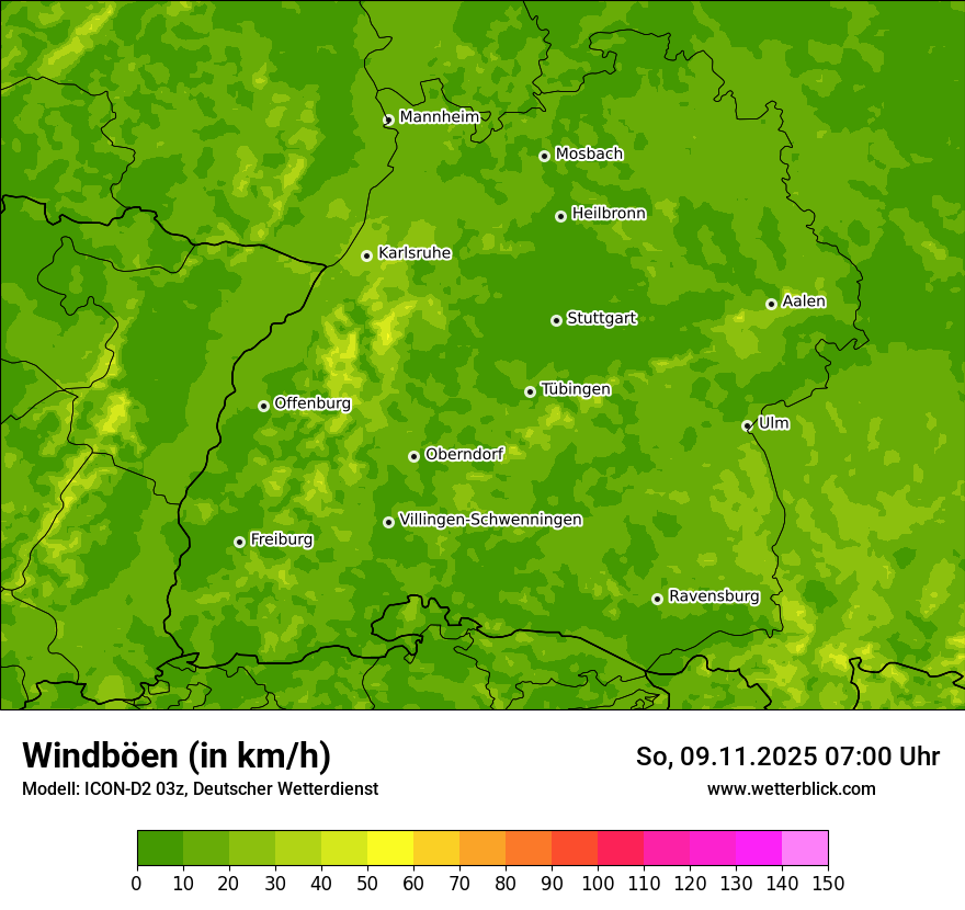 Modellkarten Windgeschwindigkeit