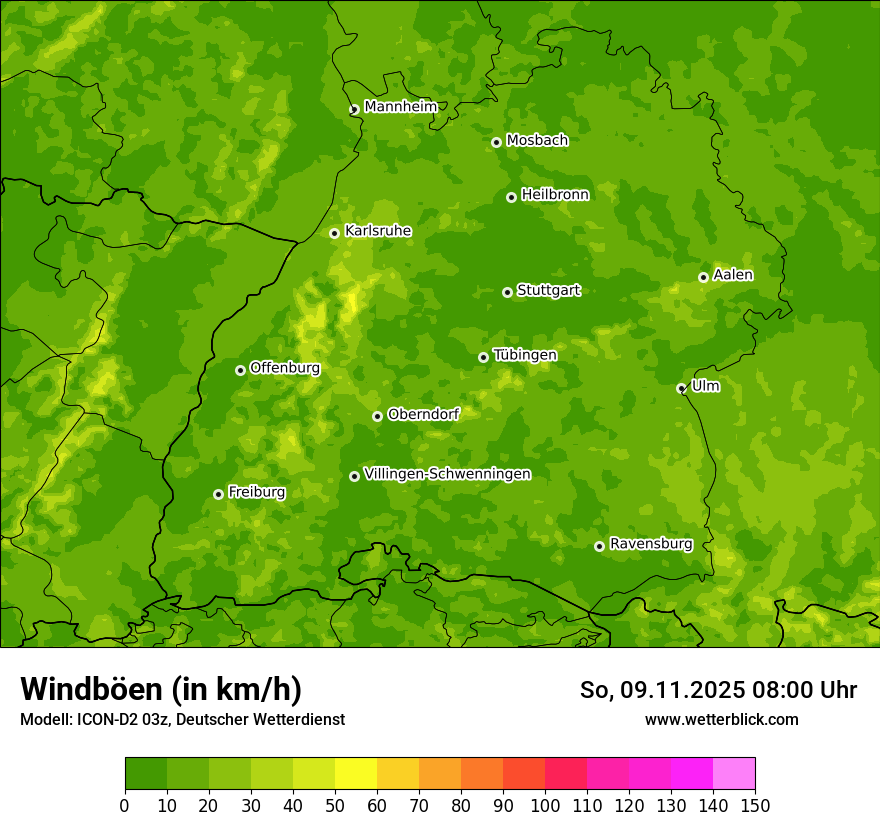 Modellkarten Windgeschwindigkeit
