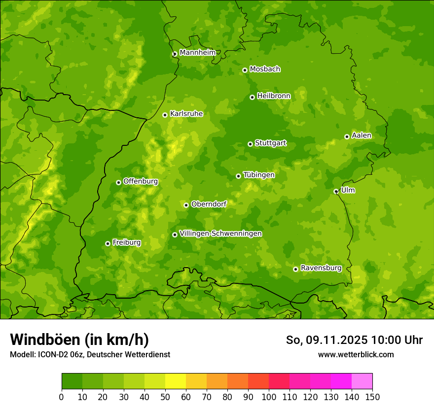 Modellkarten Windgeschwindigkeit