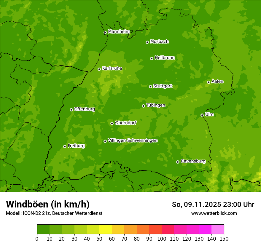 Modellkarten Windgeschwindigkeit