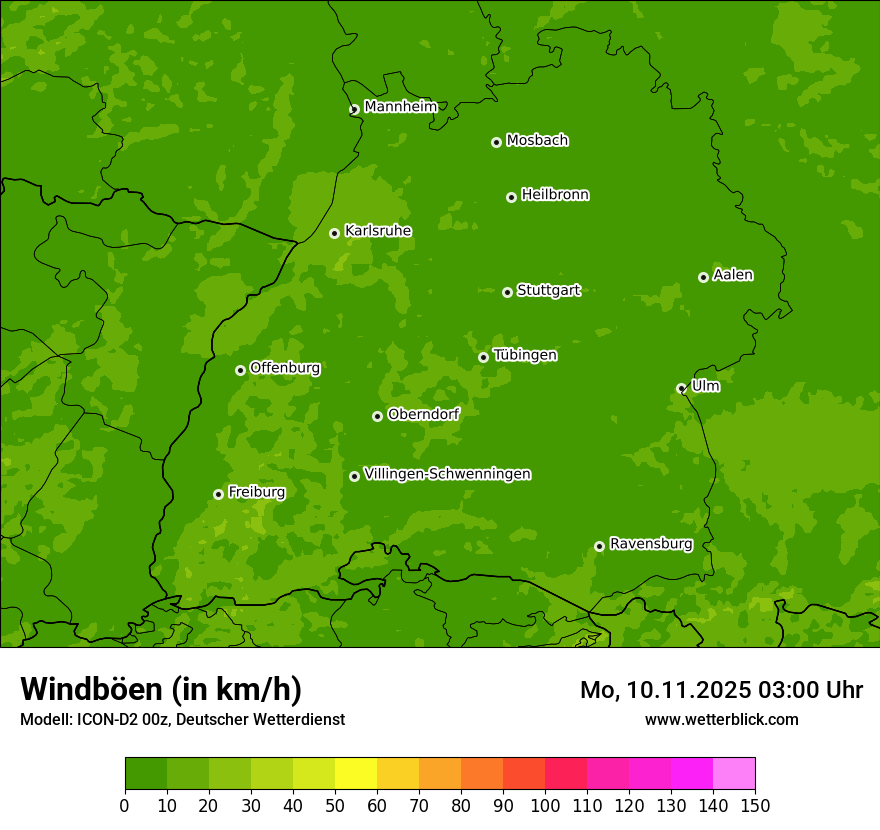 Modellkarten Windgeschwindigkeit