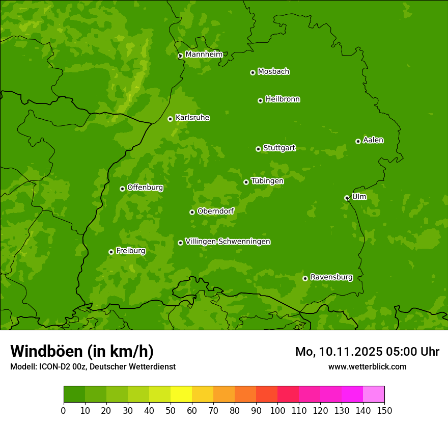 Modellkarten Windgeschwindigkeit