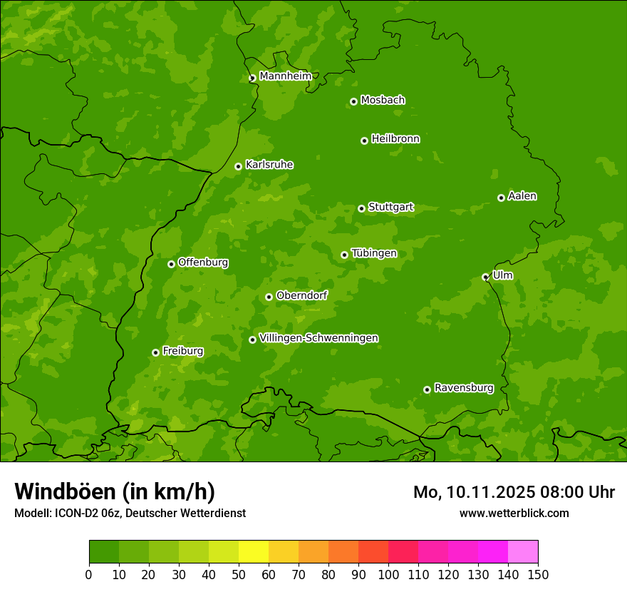 Modellkarten Windgeschwindigkeit