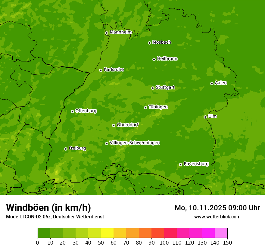 Modellkarten Windgeschwindigkeit