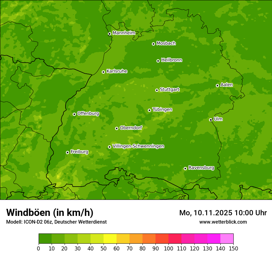 Modellkarten Windgeschwindigkeit