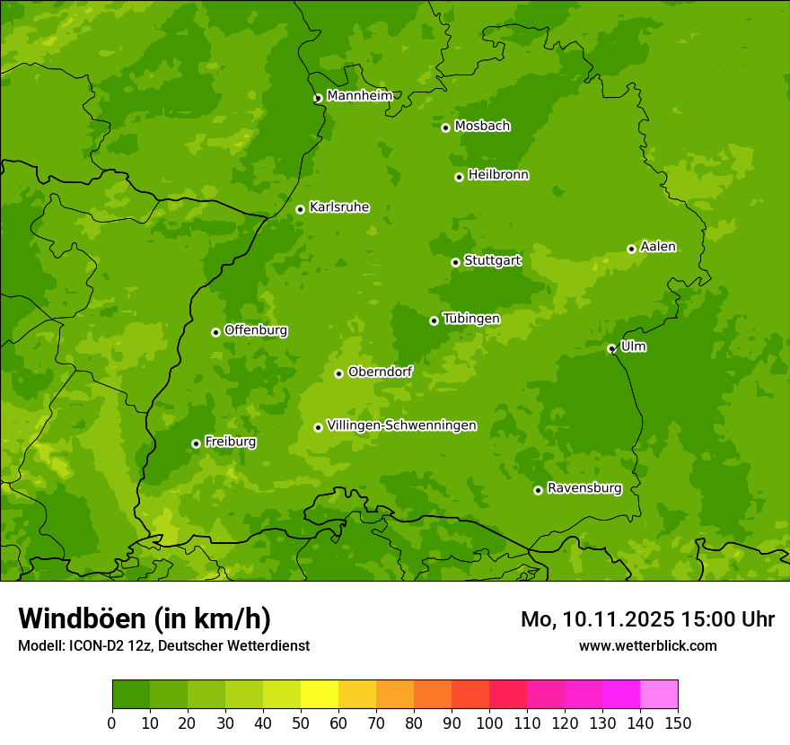 Modellkarten Windgeschwindigkeit