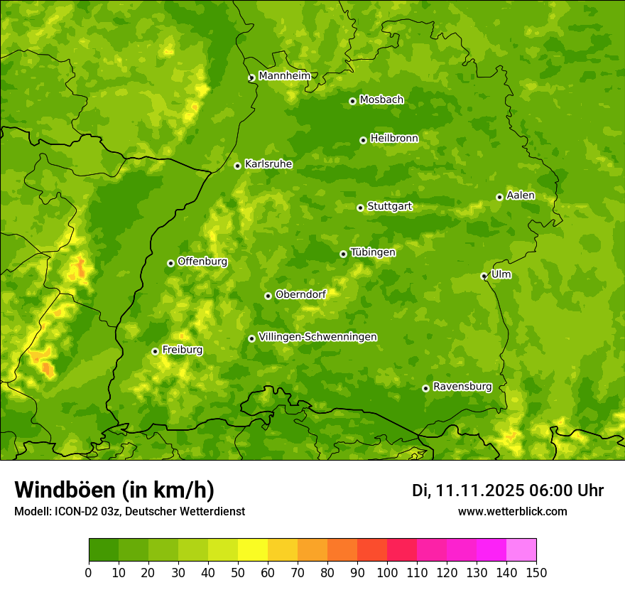 Modellkarten Windgeschwindigkeit